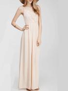 Shein Apricot Spaghetti Strap With Lace Maxi Dress