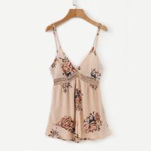 Shein Guipure Lace Panel Knot Back Cami Romper