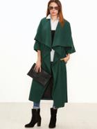 Shein Green Oversized Drape Collar Kimono Sleeve Duster Coat