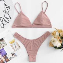 Shein Plus Halter Neck Triangle Bikini Set
