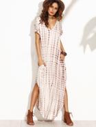 Shein Tie Dye Print Split Curved Hem Dress