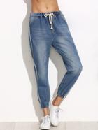 Shein Side Stripe Elastic Cuff Jeans