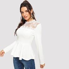 Shein Lace Yoke Peplum Top