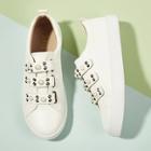Shein Faux Pearl And Studded Decor Velcro Sneakers