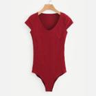Shein Solid Cap Sleeve Ribbed Bodysuit