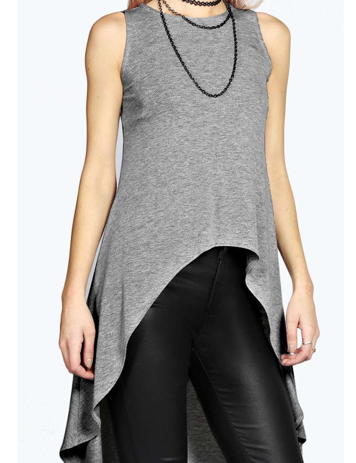 Shein Grey Sleeveless High Low Tank Top