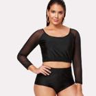Shein Plus Raglan Scoop Neck Two Piece Swimwear