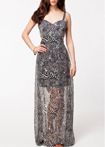 Rosewe Glamorous Hollow Design Printed Maxi Dress For Woman