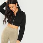 Shein Zip Up Crop Hoodie