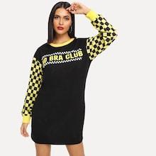 Shein Checked And Letter Print Dress