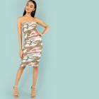 Shein Camo Print Strapless Bodycon Dress