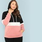 Shein Plus Pocket Front Cut And Sew Hoodie