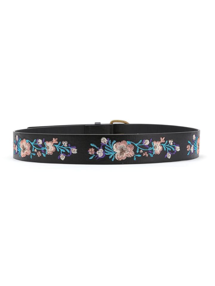 Shein Flower Embroidery D Ring Belt