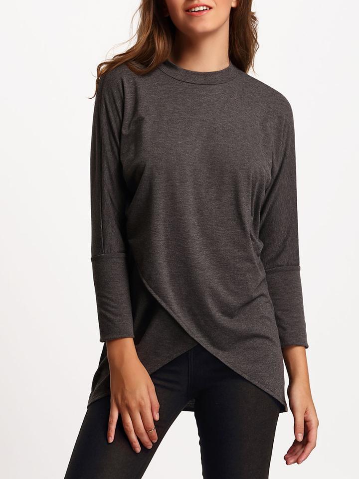 Shein Grey Crew Neck Modal Loose T-shirt