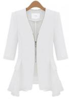 Rosewe Chic Half Sleeve Solid White Coat With Zipper