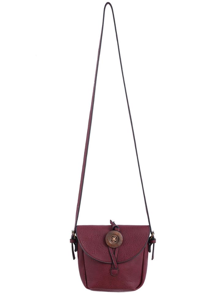 Shein Maroon Button Pu Shoulder Bag