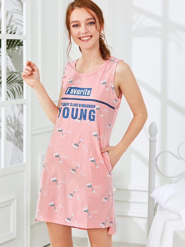 Shein Letter & Giraffe Print Dress