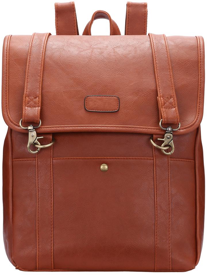 Shein Brown Buckle Pu Backpacks