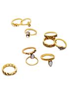 Shein 10pcs Antique Gold Geometric Carved Ring Set