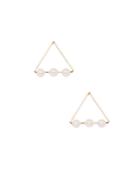 Shein Three White Pearls Beaded Triangle Earrings