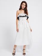 Shein Two Tone Eyelet Embroidered Flounce Bandeau Dress