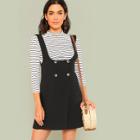 Shein Button Detail Solid Pinafore Dress