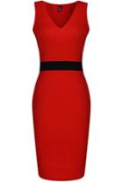 Shein Red V Neck Sleeveless Skinny Body Conscious Dress