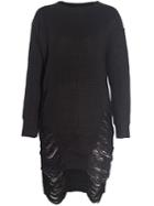 Shein Black Sides Ripped Sweater Dress