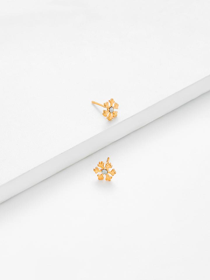 Shein Rhinestone Snowflake Design Drop Earrings