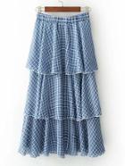Shein Elastic Waist Plaid Tiered Skirt