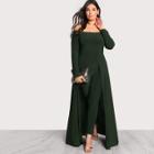 Shein Plus Off Shoulder Solid Maxi Jumpsuit