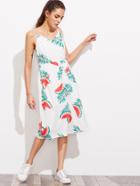 Shein Watermelon Print Cutout Bow Back Smock Cami Dress