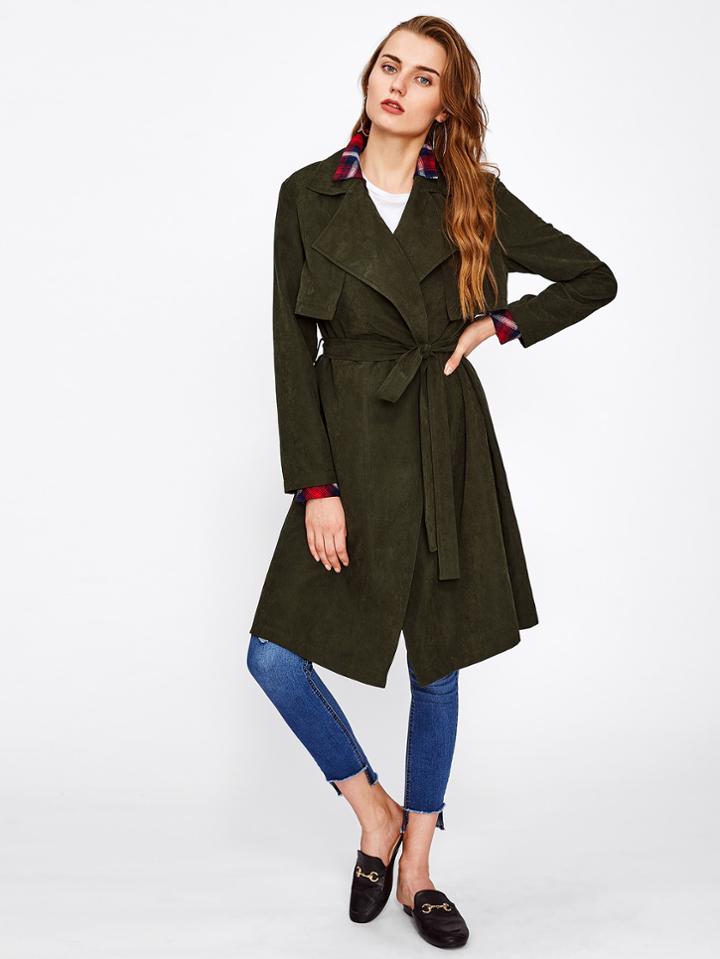 Shein Gun Flap Detail Wrap Coat