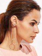 Shein Silver Plated Hollow Circle Asymmetrical Earrings
