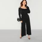 Shein Plus Split Side Wide Leg Pants With Thick Strap