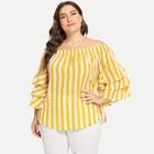 Shein Plus Layered Sleeve Off Shoulder Striped Top