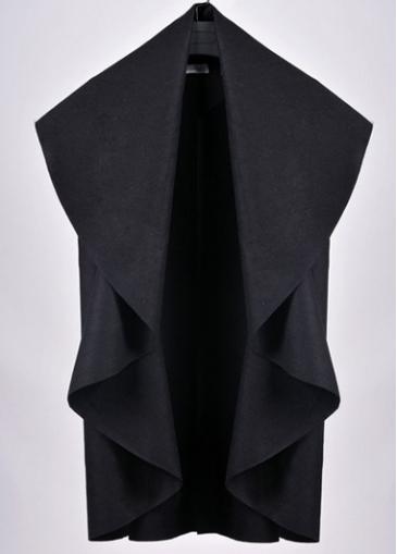 Rosewe Chic Solid Black Turndown Collar Woman Trench Coat