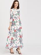 Shein Floral Print Zipper Back Full Length Dress