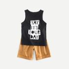 Shein Boys Letter Print Vest With Shorts