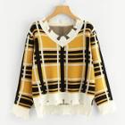 Shein Plaid Raw Edge High Low Jumper