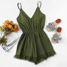 Shein Lace Hem V Neckline Cami Romper