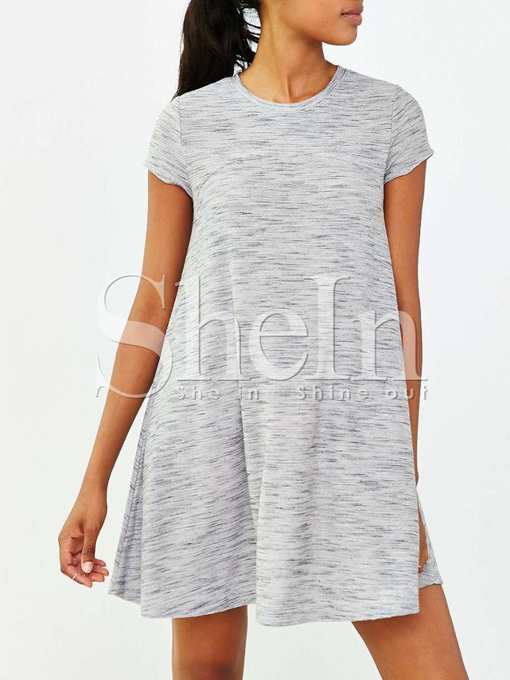 Shein Grey Tees Short Sleeve Casual Dress