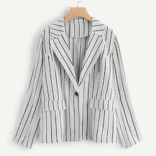 Shein Plus One Button Striped Blazer