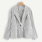 Shein Plus One Button Striped Blazer