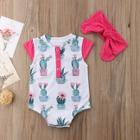 Shein Toddler Girls Cactus Print Jumpsuit With Headband