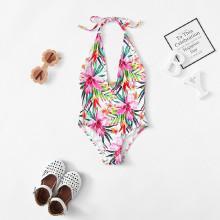 Shein Girls Floral Halter Swimsuit