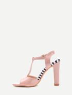 Shein Apricot T-strap Slingback High Heel Sandals