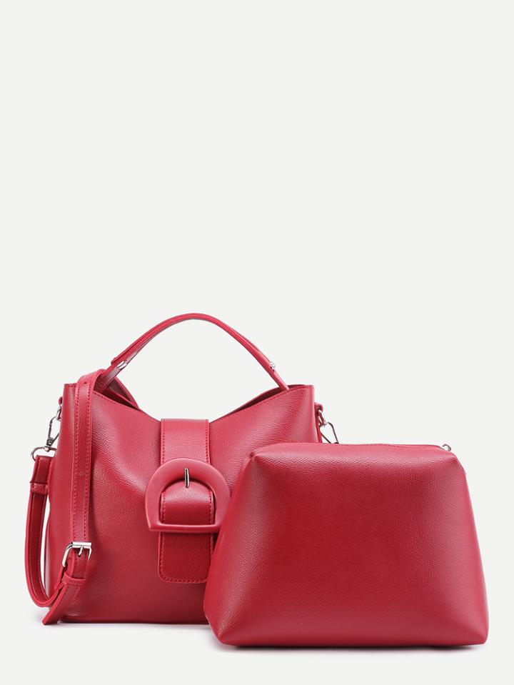 Shein Buckle Satchel Bag With Clutch
