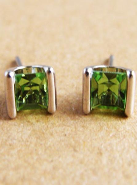 Shein Green Diamond Fashion Silver Stud Earrings