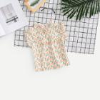 Shein Girls Frill Carrot Print Blouse